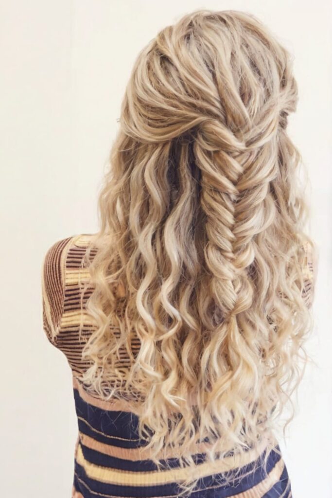 Fishtail Braid with Curls