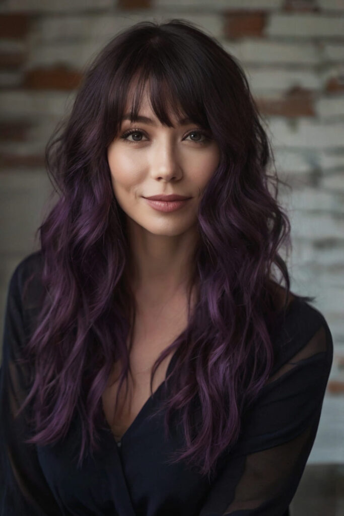 Layered Midnight Purple with Bangs