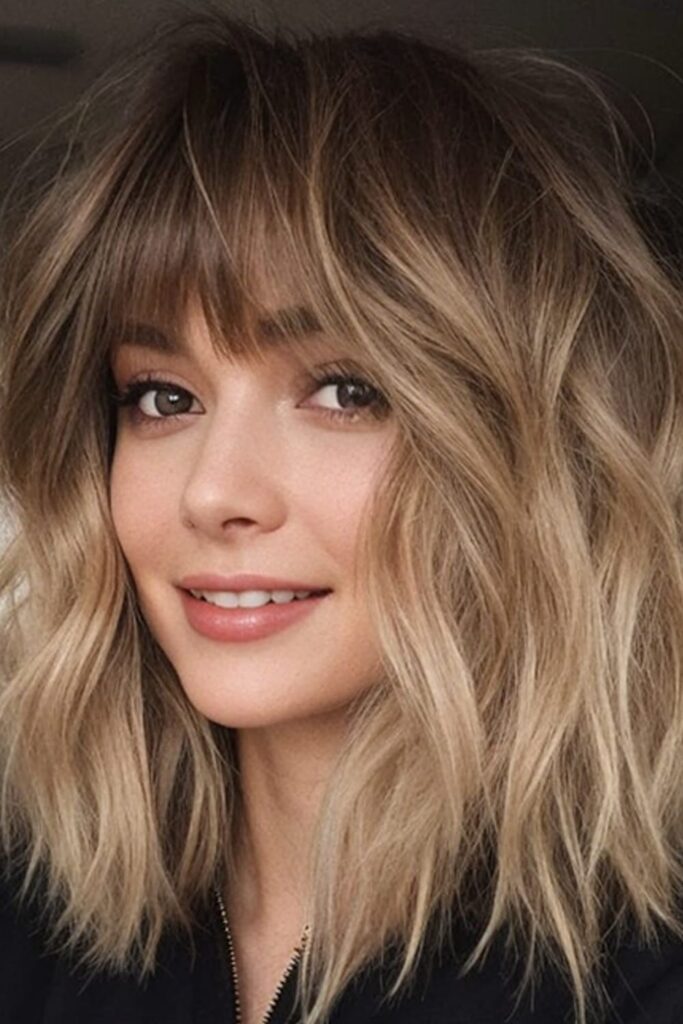 Layered and Choppy Mid Length Hairstyle