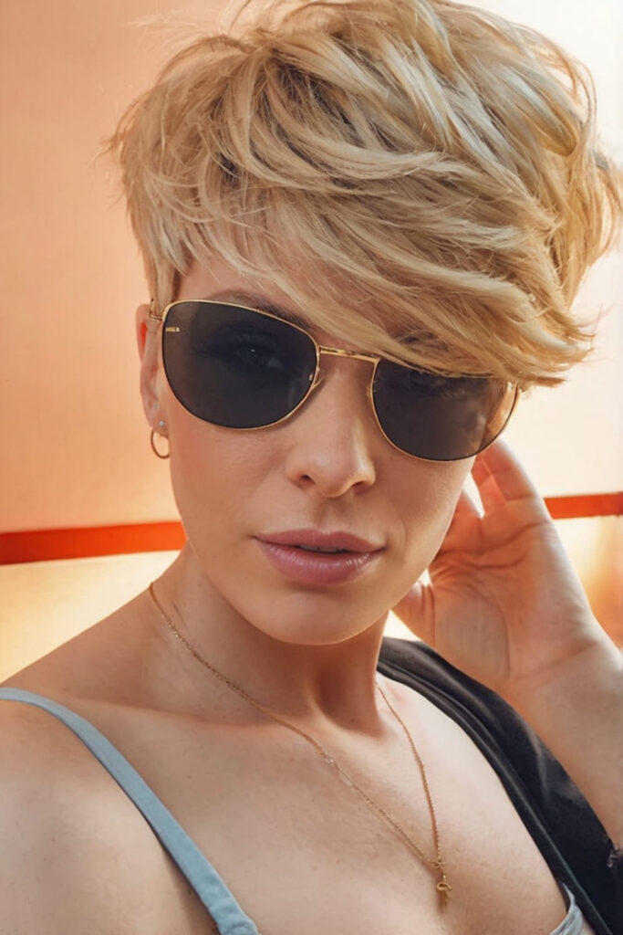 Long Champagne Blonde Pixie Cut