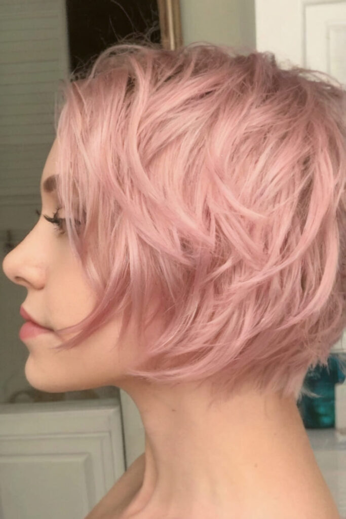 Long Choppy Rose Gold Pixie