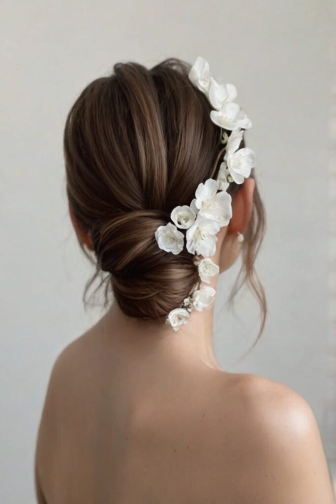 Low Bun with Flowers