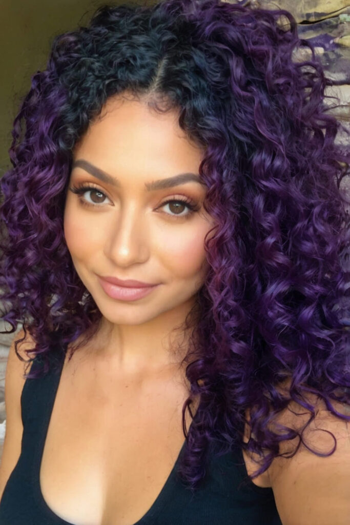 Medium Length Midnight Purple Curls