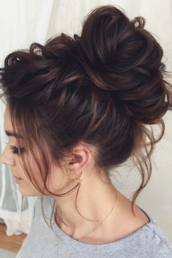 Messy Bun with Rose Gold Strands