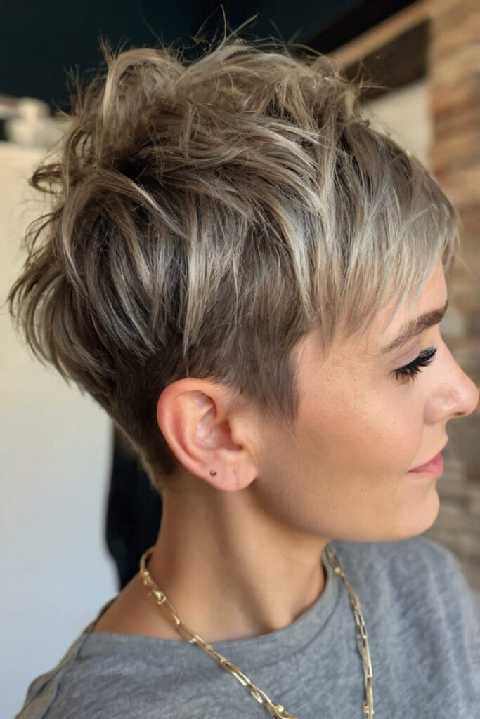 Messy Long Pixie with Long Side Bangs