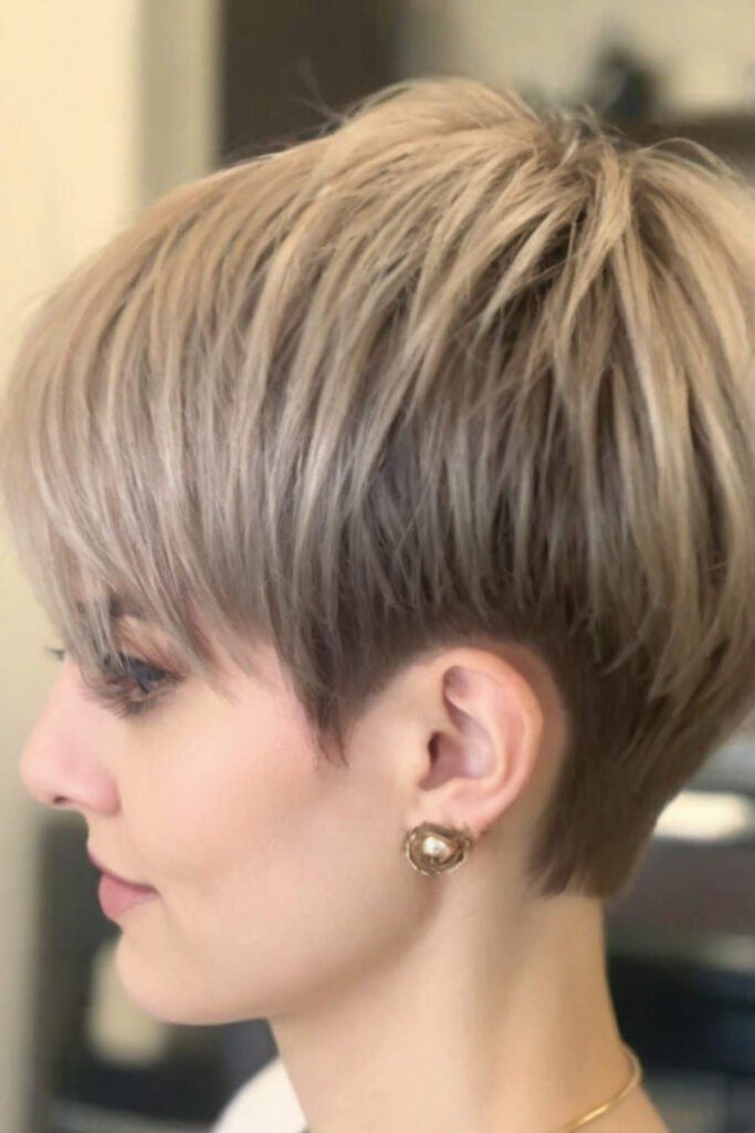 Modern Tapered Long Pixie with Bangs