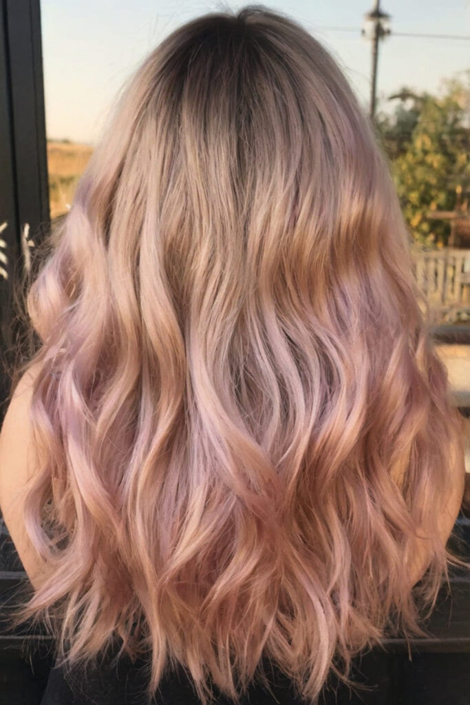 Pastel Rose Gold on Dark Blonde Hair