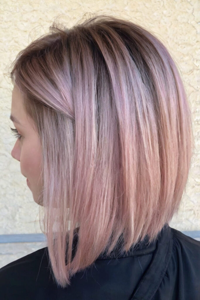 Rose Metallic Bob Cut