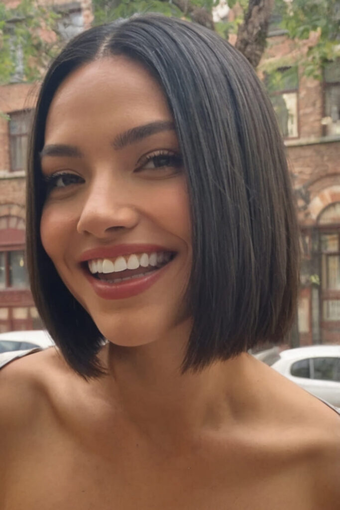 Sleek Short Bob on Straight Hair