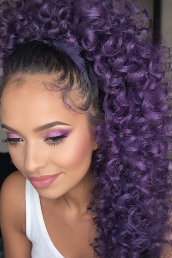 Soft Curly Midnight Violet Updo