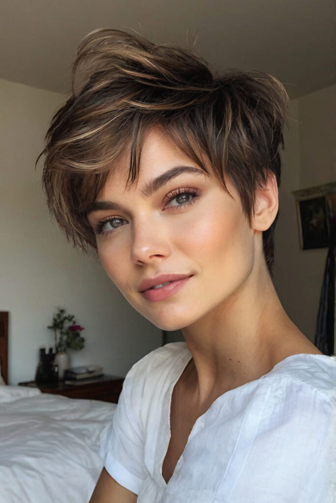 Stunning Pixie with Long Bangs