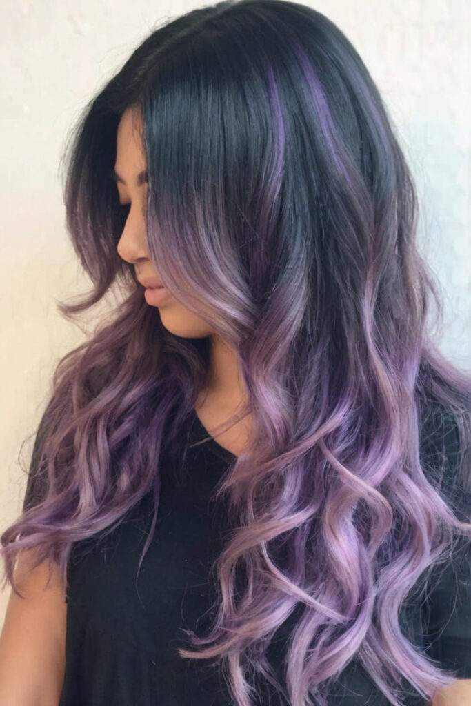 Subtle Purple Ombre on Black Hair