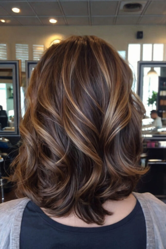 Textured Lob with Caramel Balayage