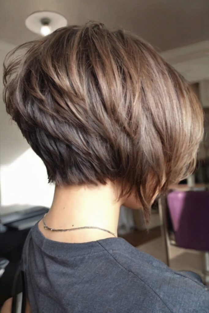 Textured Long Pixie with Stacked Back