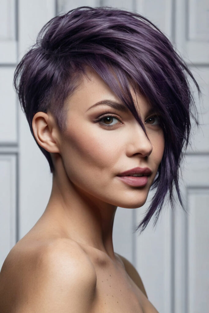 Textured Midnight Purple Pixie Cut