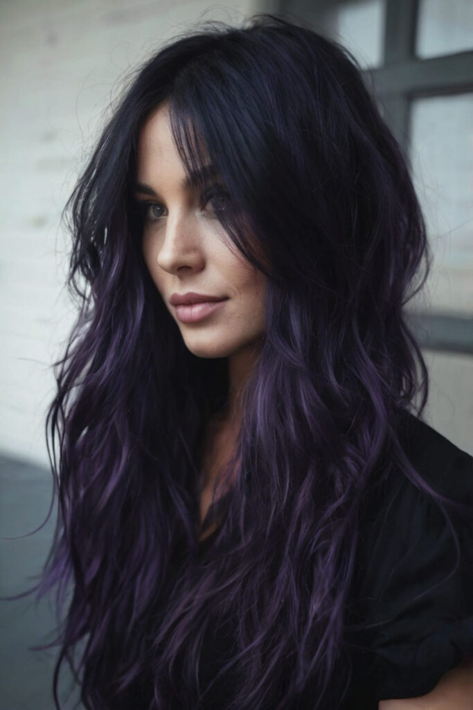 Tousled Midnight Violet Layers