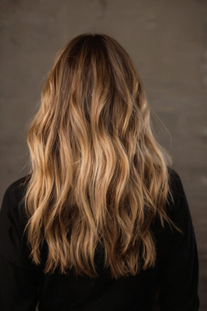 Warm Honey Blonde Highlights on Brunette