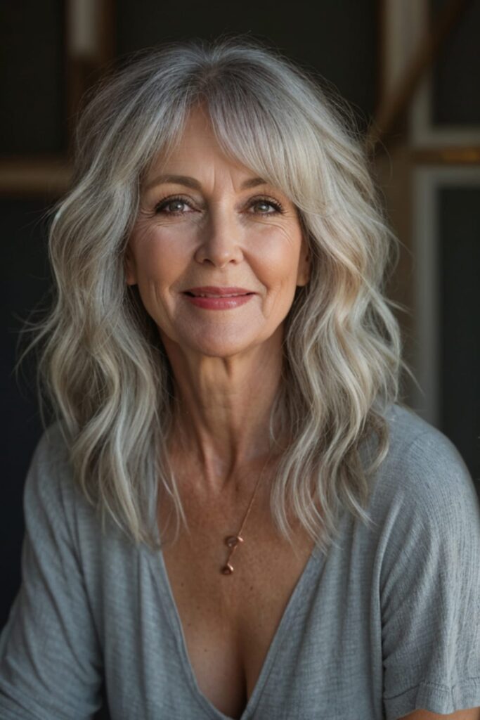 Wispy Silver Shag with Bangs