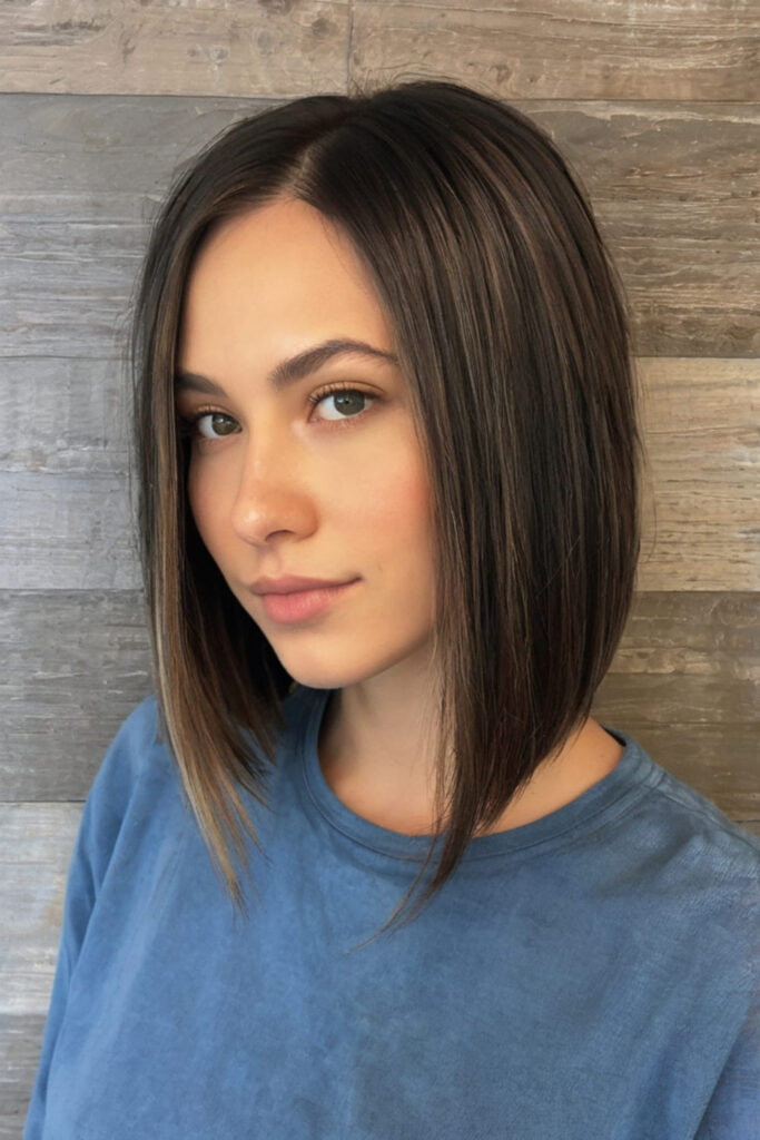 Asymmetrical Middle Part Bob