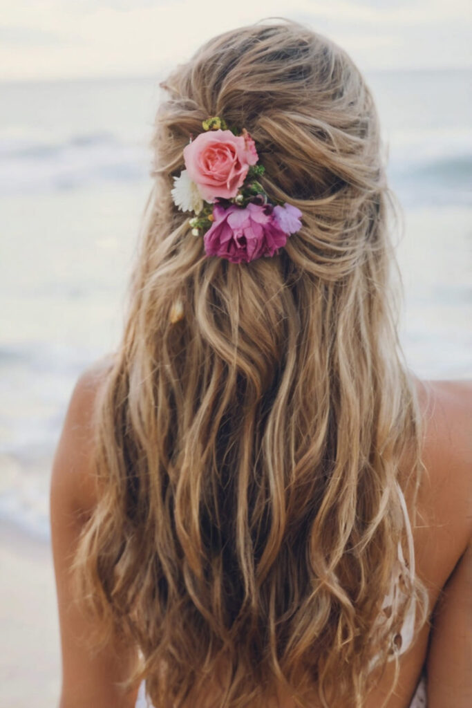 Beachy Waves with a Floral Accent