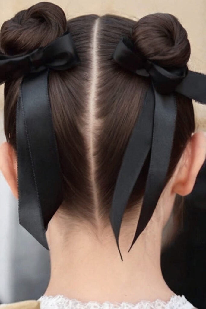 Bow on Double Buns