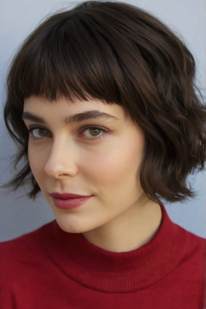 Chin Length Bob with Curtain Bangs