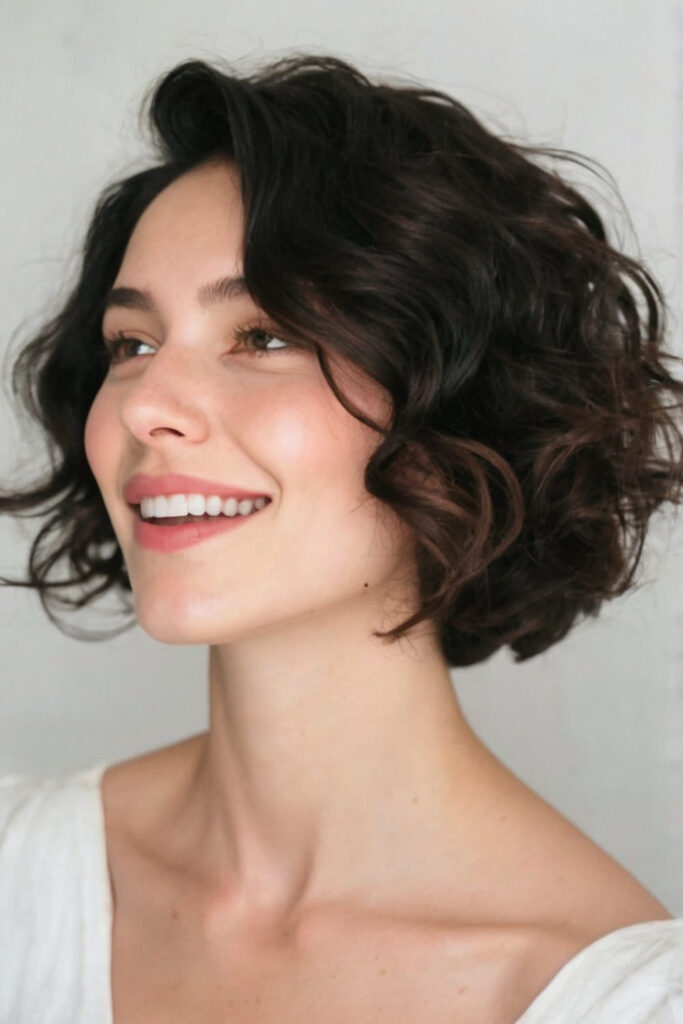 Curly Chin Length Bob