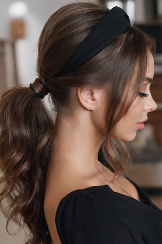 Low Sleek Ponytail with Headband