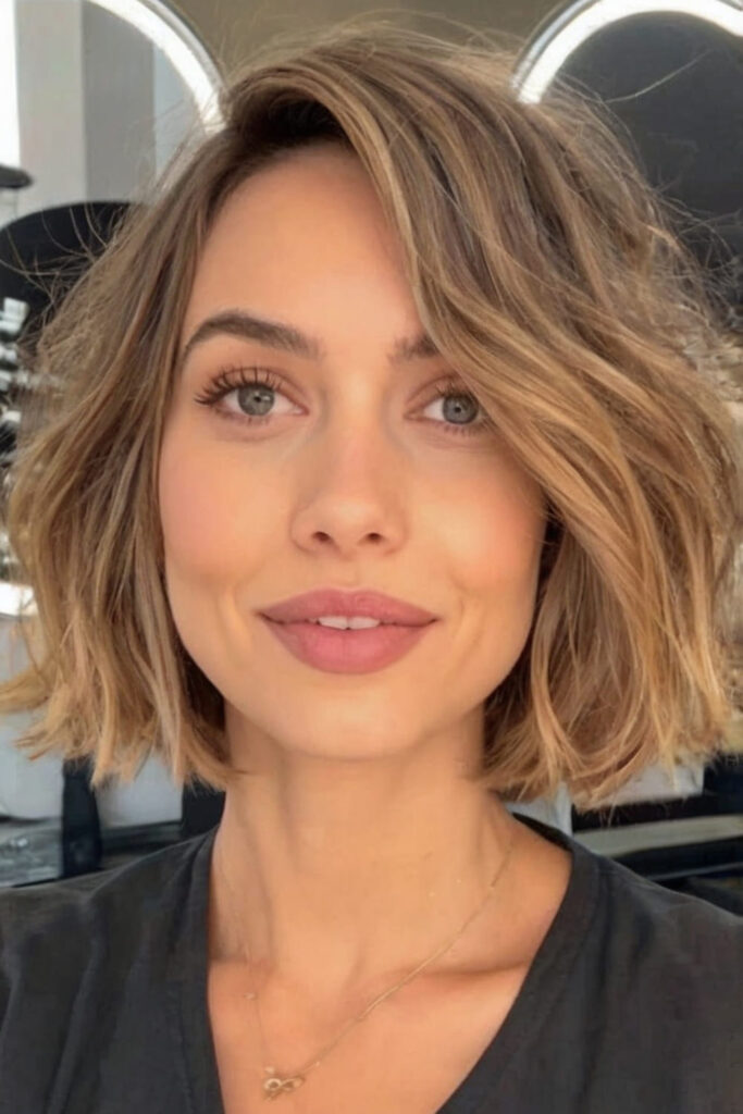 Side Parted Chin Length Bob