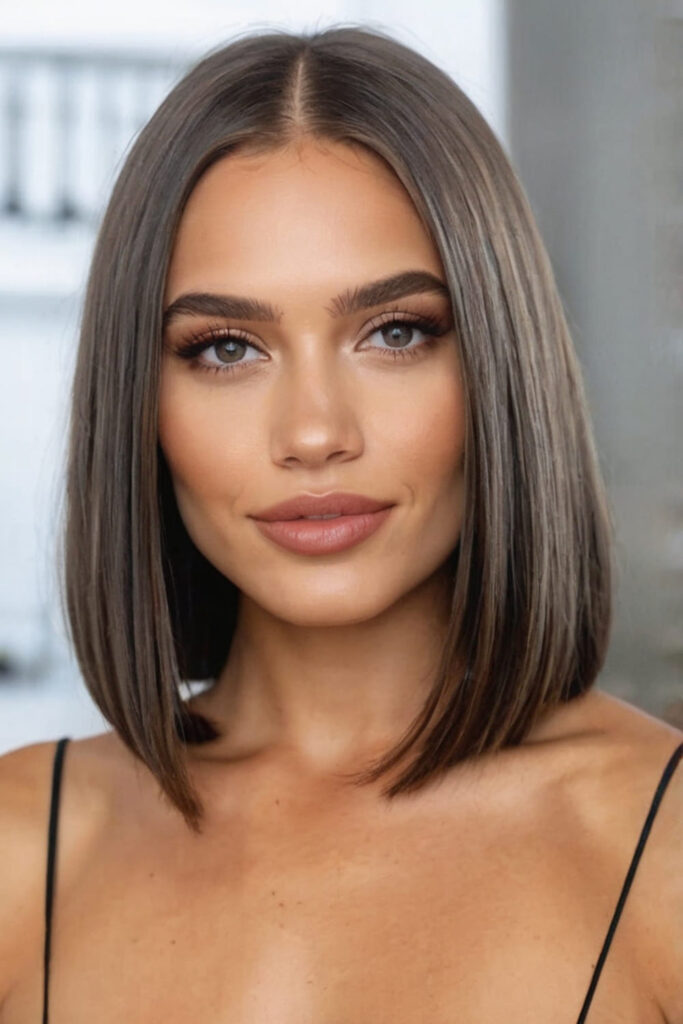 Sleek Middle Part Bob