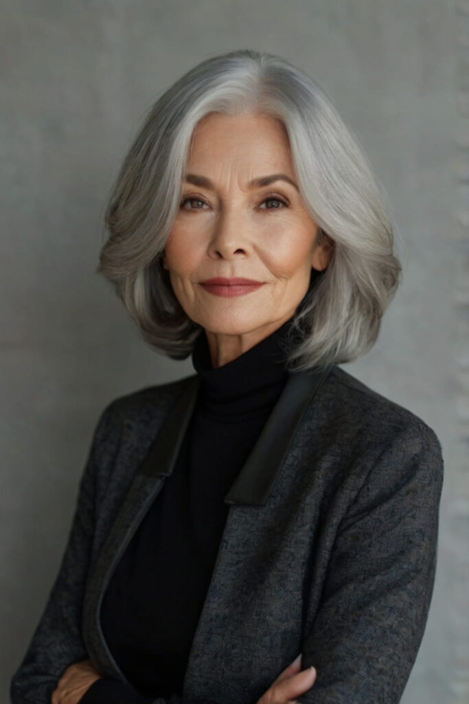 Sleek Silver Fox Bob