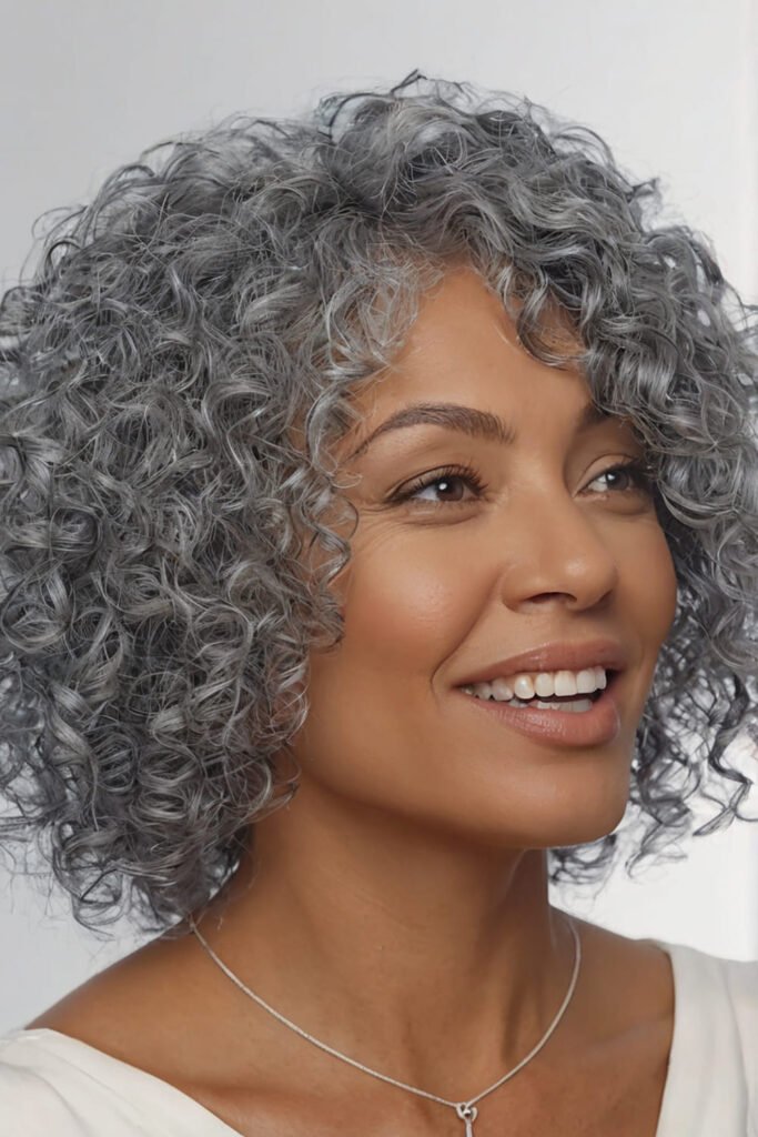 Curly Grey Bob