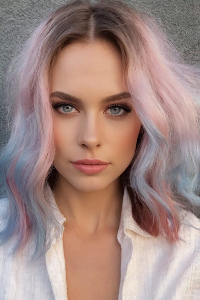 Pastel Pink with Powder Blue Highlights