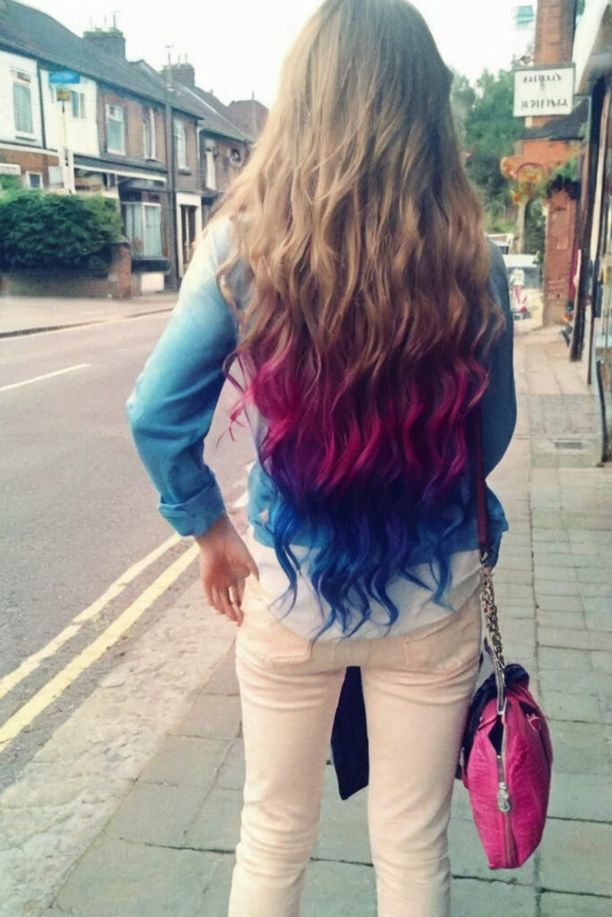 Pink and Blue Dip Dye Ends