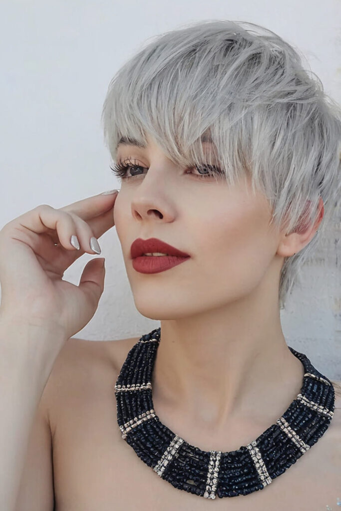 Platinum Pixie with Asymmetrical Bangs