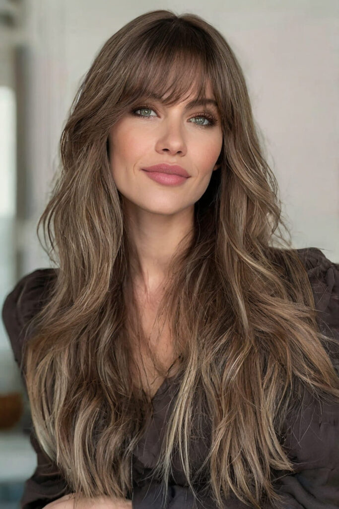 Side Swept Bangs with Long Hair