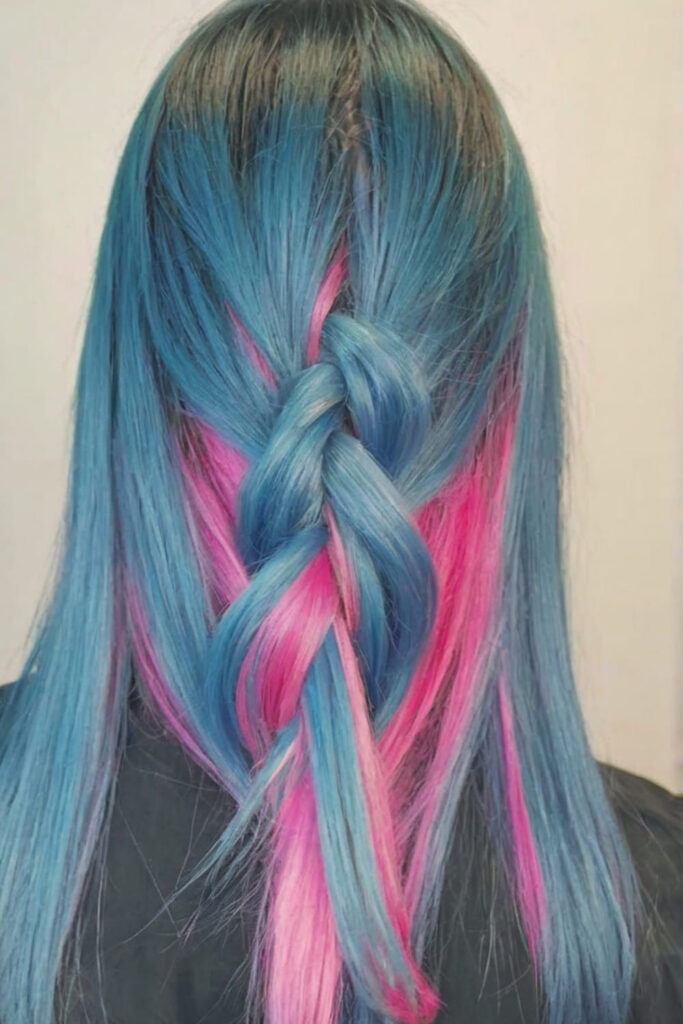 Soft Blush with Deep Sea Blue Highlights