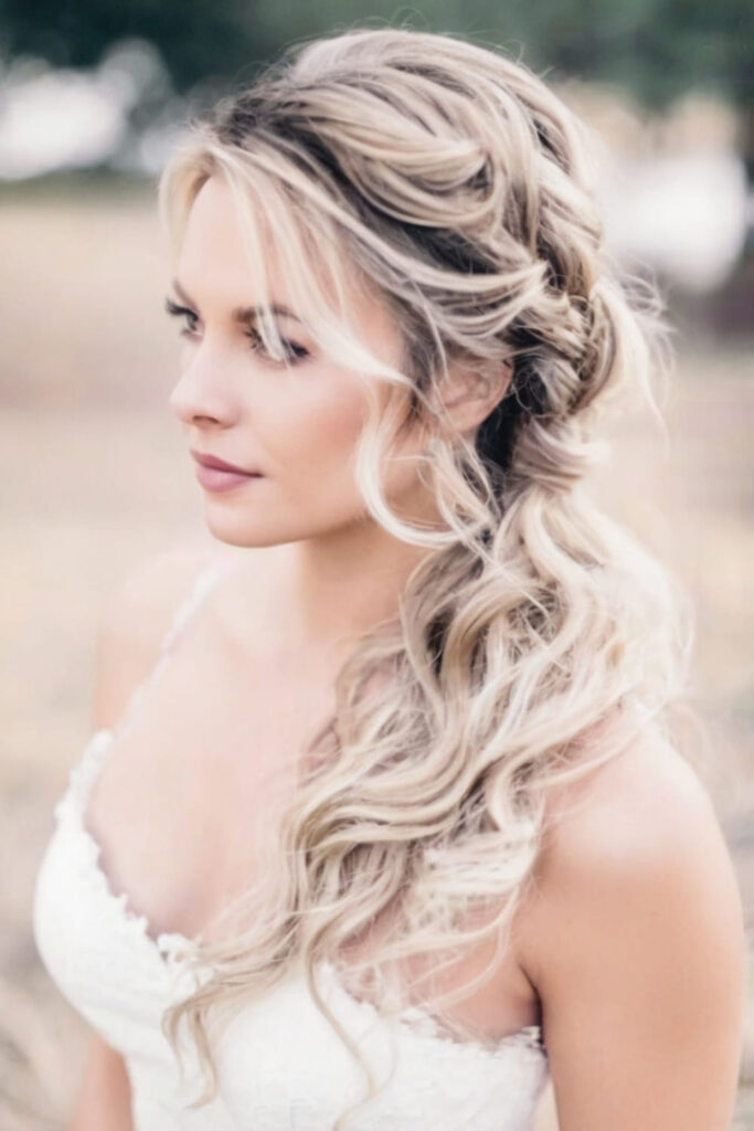 Tousled Side Swept Curls