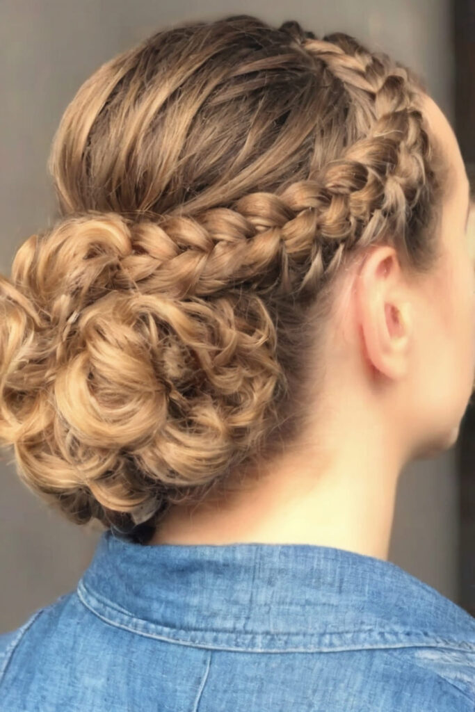 Braided Updo with Wavy Locks