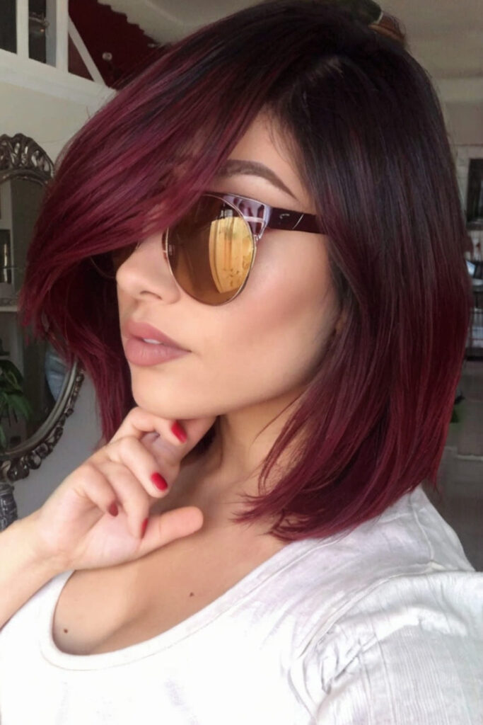 Burgundy Balayage Bob