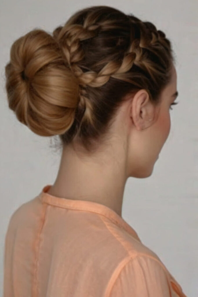 Curly Bun with French Braid