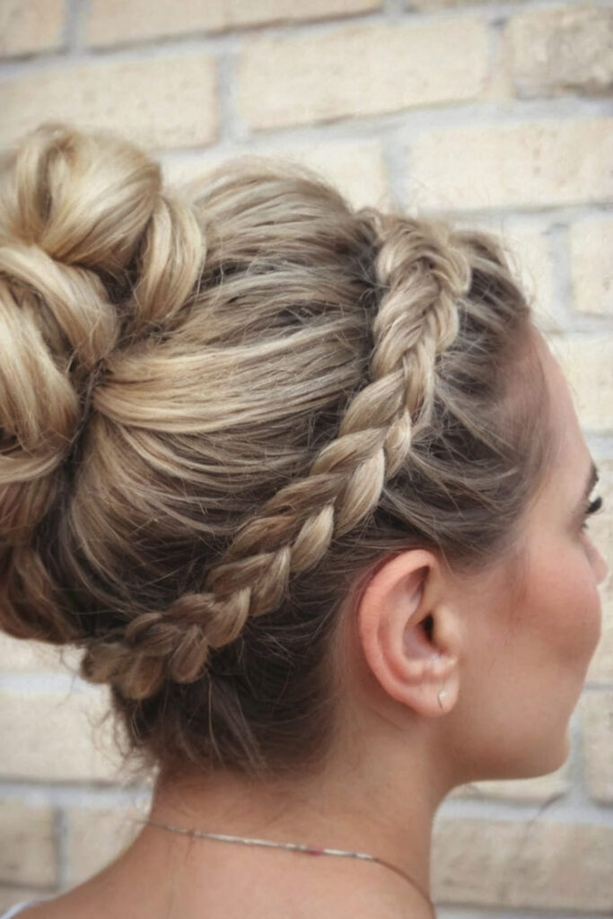 Short Messy Updo with Headband Braid