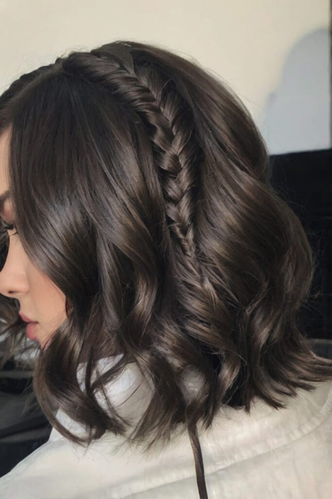 Wavy Bob with Fishtail Braid