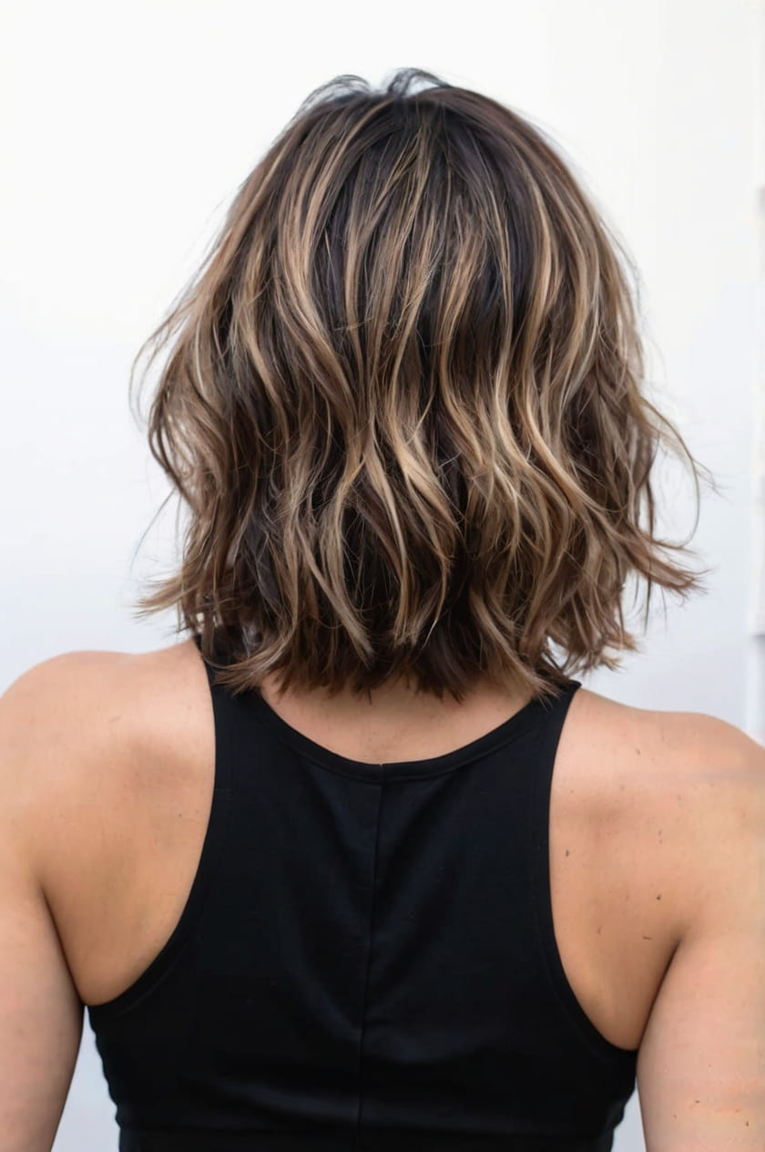 Layered and Messy Bob Back View