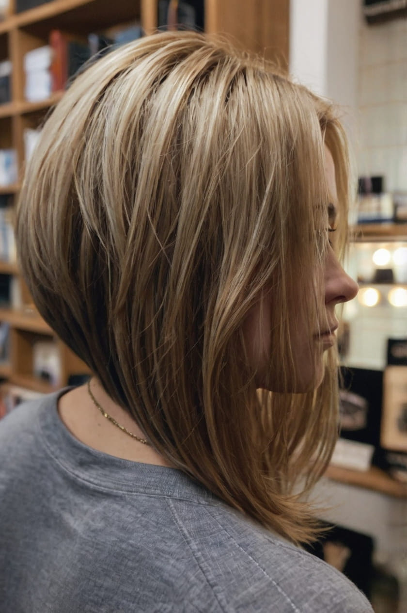 Long Layered Lob Back View