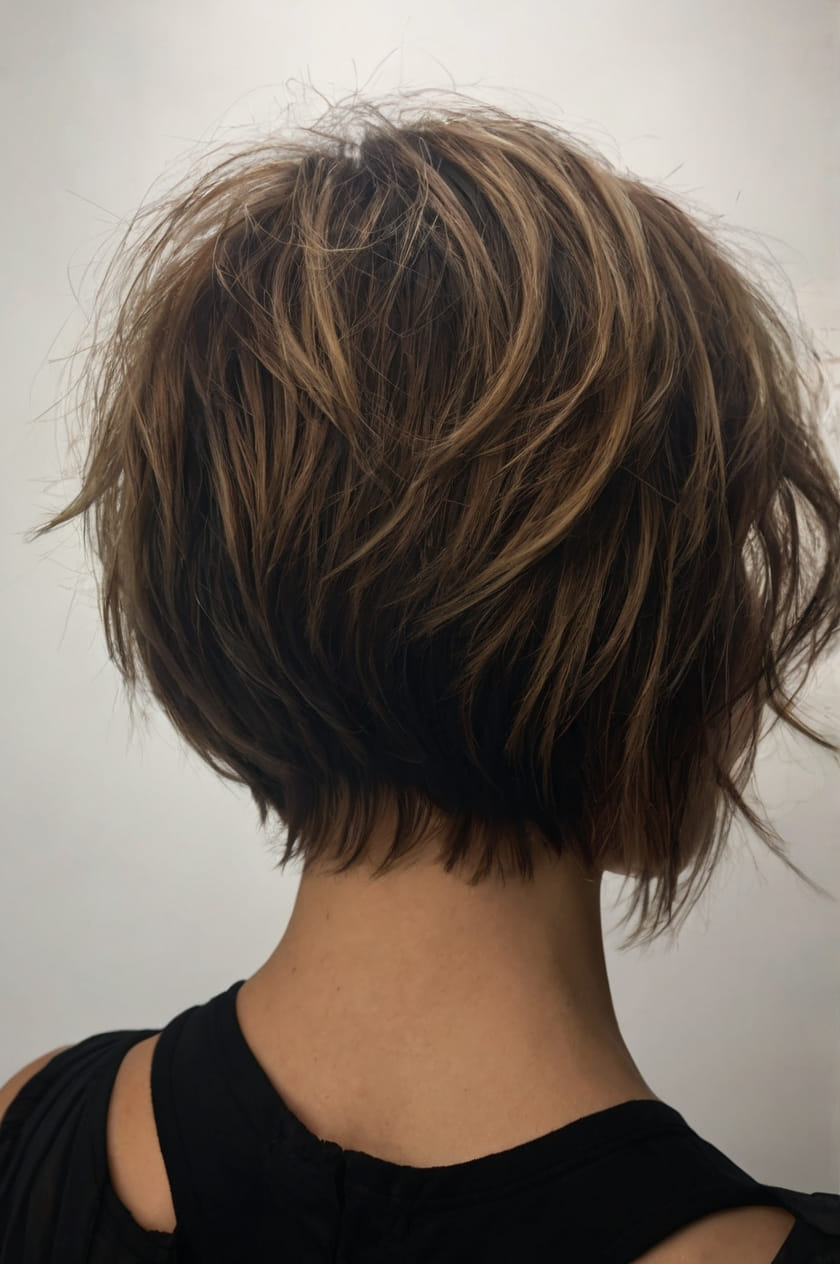 Razored Layered Bob Back View