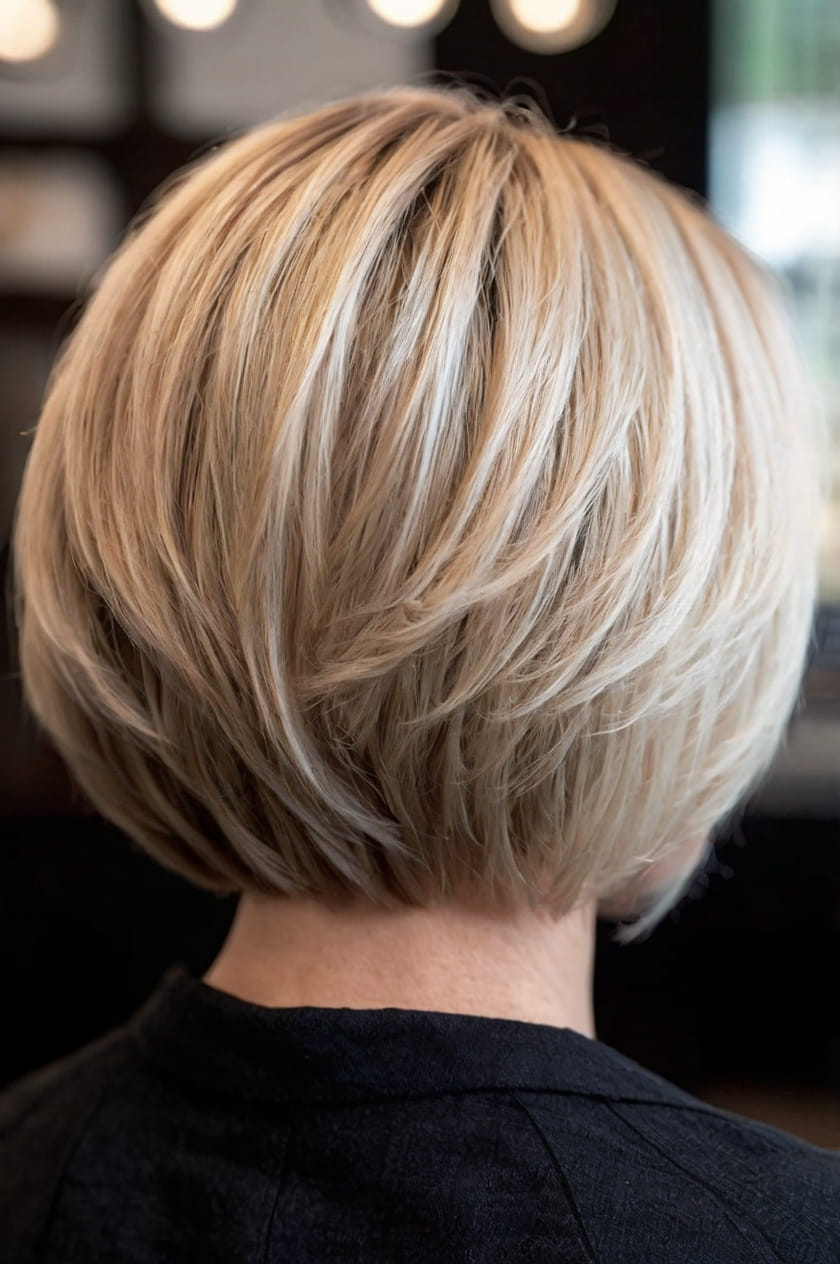 Rounded Volume Layered Bob Back View