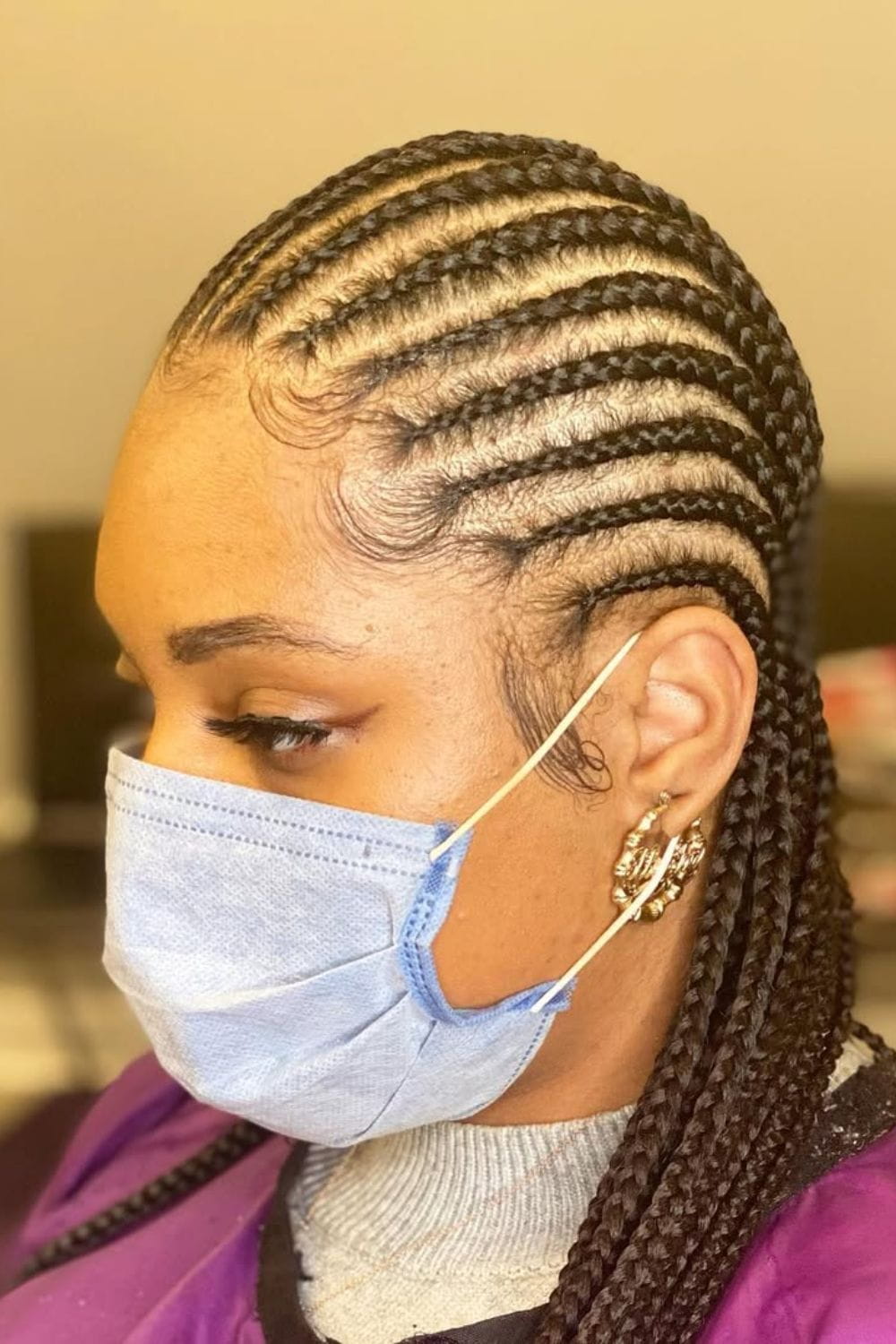 Straight back Cornrows