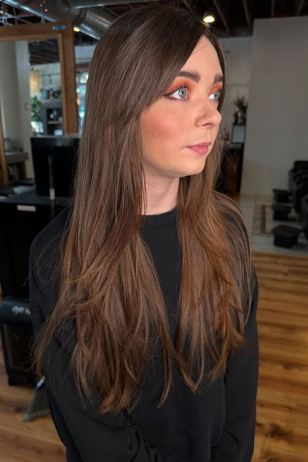 Chocolate Side Swept Bangs